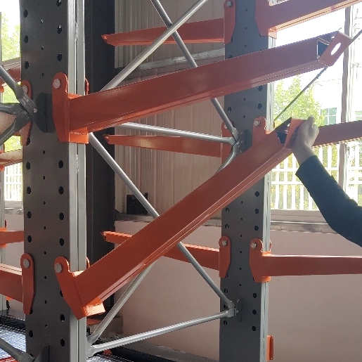 Mobile cantilever racking for warehouse